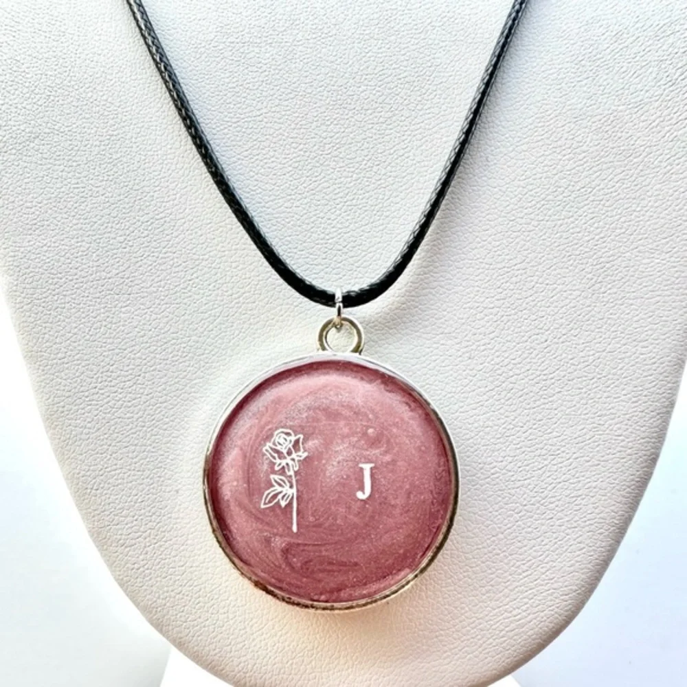 Handmade Initial Resin Pendant Necklace | Resin Pendant | Resin Jewelry